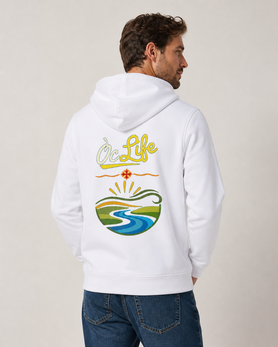 Sweat zippé blanc Òc Life
